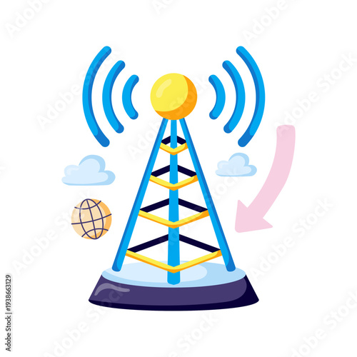 Modern design illustration of signal tower 