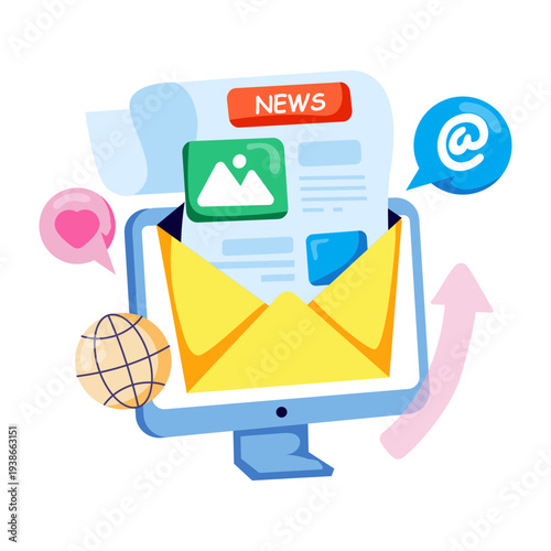 Creative design illustration of email newsletter 