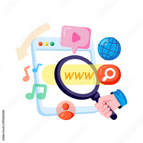 Flat design illustration of search engine vector 
