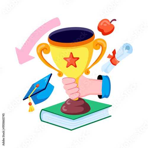 A flat design illustration of educational award 