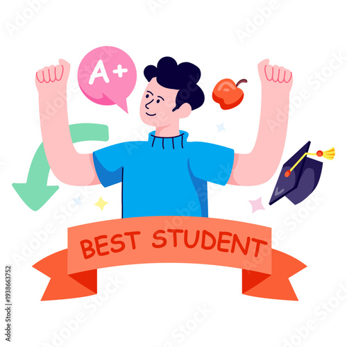 A unique design illustration of best student 