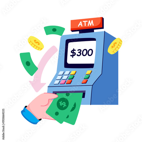 Perfect design illustration of atm withdrawal