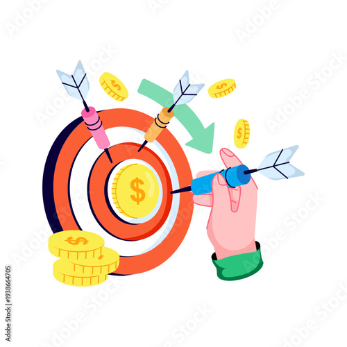 Editable design illustration of financial target 