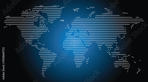 World Map from Dots on blue background. Dotted white cartographic image of the Earth, vector illustration, eps