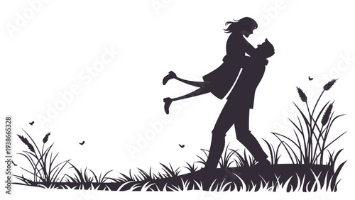 Couple dancing romantically in a serene natural setting