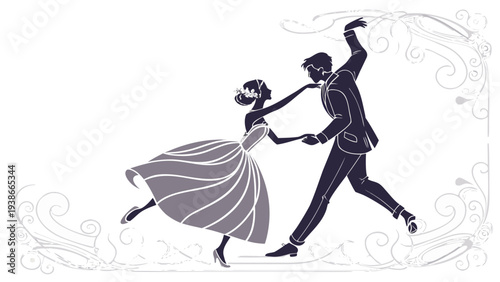 Elegant couple dancing together in vintage style