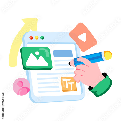 Trendy design illustration of content writing 