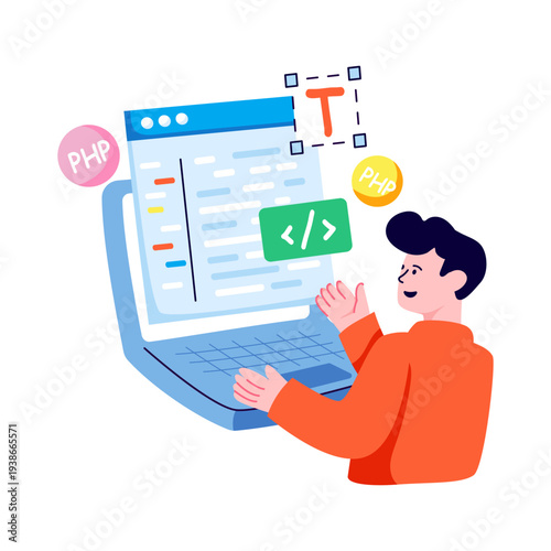 A colored design illustration of web programmer