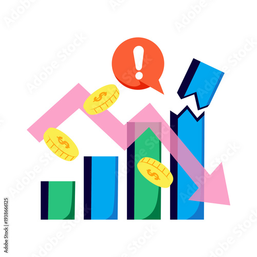 A colored design illustration of financial loss