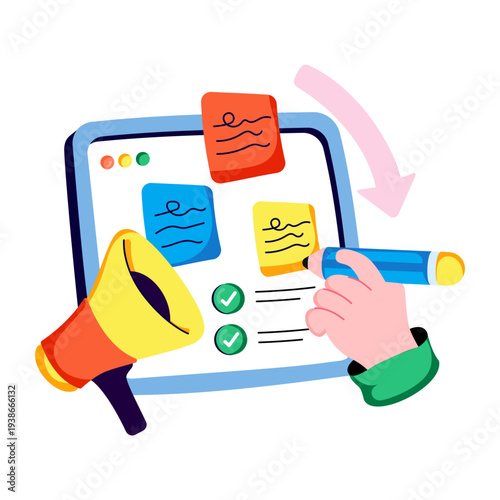 A premium download illustration of marketing task plan
