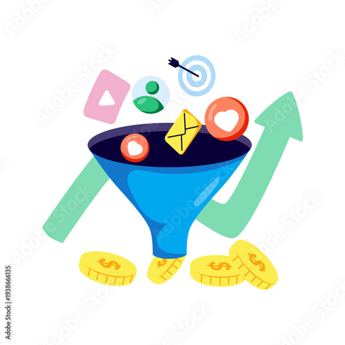 Modern design illustration of sales funnel 
