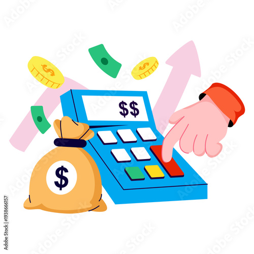 Trendy vector design of financial calculation