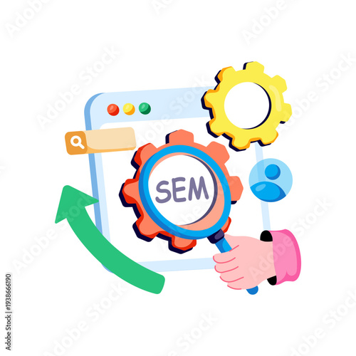 Conceptual flat design illustration of search engine marketing 