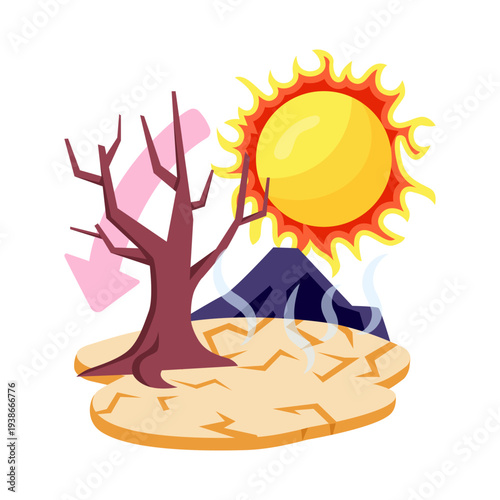 An illustration of drought isolated on white background 