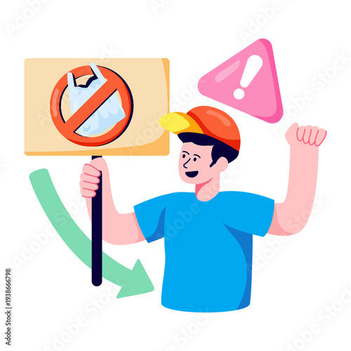 Modern design illustration of plastic pollution protest 