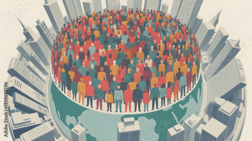 Diverse People Around The World Map.