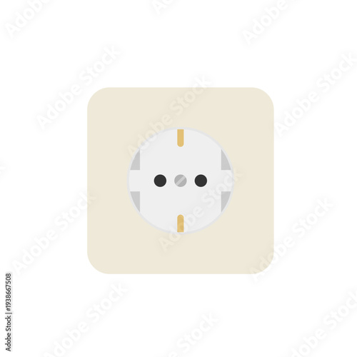 power sockets flat design illustration isolated on white background. electric socket for modern homes and commercial buildings. Electrical Outlet Symbols and Icons