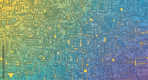 Microchip Circuit Board with Color Gradient.