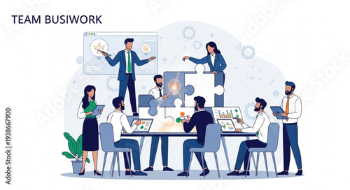 Team of Business Professionals Working Together.