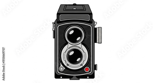 Vintage Twin Lens Reflex Camera Illustration.