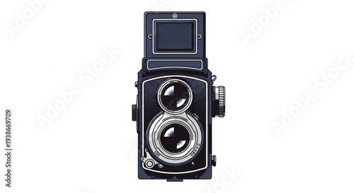 Vintage Twin Lens Reflex Camera Closeup.
