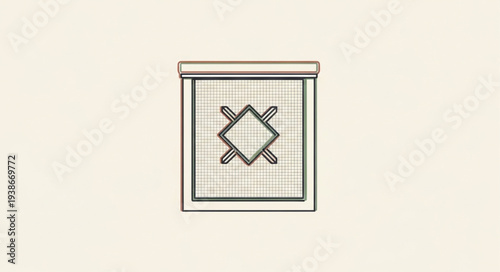 Square Window with Crossed Lattice Design.