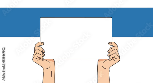 Hands holding a blank white sign.