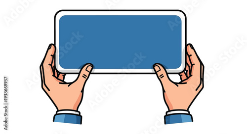 Hands Holding Blank Digital Tablet Screen 3.