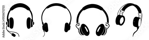 Set of modern wireless headphones icons in flat design vector illustration scalable graphic