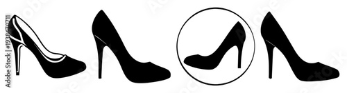 Elegant high heels shoe set flat design vector illustration scalable graphic icon pack