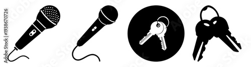 Karaoke microphone and music icons set flat design vector illustration scalable graphic