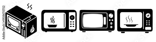 Modern kitchen appliances set microwave oven toaster flat design vector illustration icon pack scalable