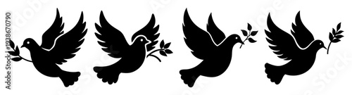 Flying doves in formation peace symbol flat design vector illustration scalable graphic art