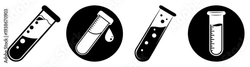 Science laboratory test tubes with colorful liquids vector illustration flat design icon pack