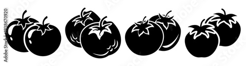 Set of fresh ripe tomatoes growing on vine vector illustration flat design icon pack scalable graphic