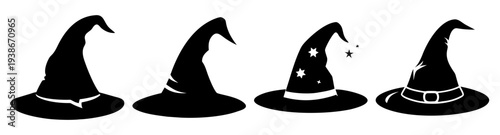 Halloween witch hat set flat design vector illustration icon pack scalable graphic