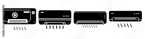 Modern air conditioning units set flat design vector illustration scalable icon pack for web and app