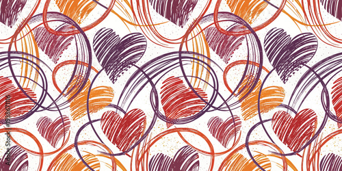 Abstract swirling patterns of intertwined hearts in vibrant colors Vector