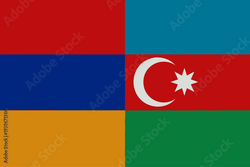 Armenia and Azerbaijan federal state Official Symbol Side by Side. National Flag Combination Image. Close Up Sign. Close-Up International Relations Concept Illustration conflict