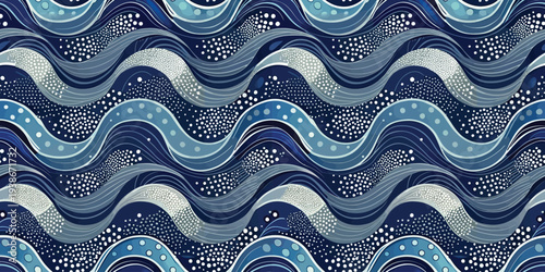Abstract wave pattern with a cosmic starry effect and deep blue hues Vector