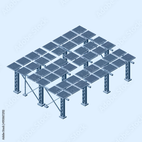 Solar Panel Array on Metal Structure.