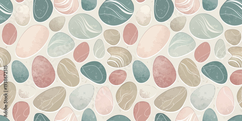 Aesthetic pastel pebble pattern with organic and soothing color variations Vector
