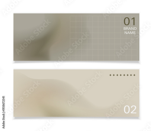 Two minimalist green banner templates with blurred background and grid. Design for social media posts or web banners.