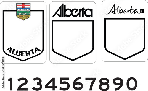 Alberta AB Canada Highway Marker Designs – Outline Numbers Vector Blank Template Set