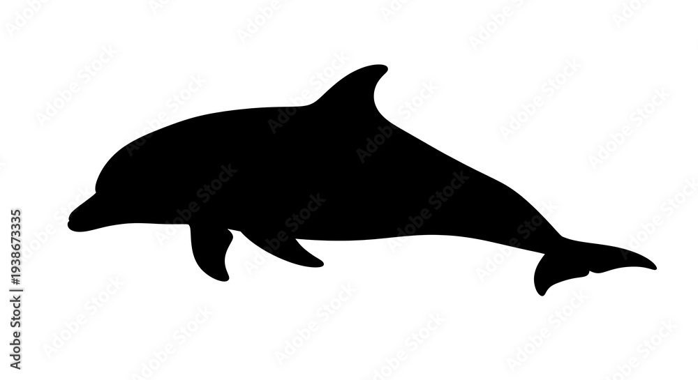 Fototapeta premium Black silhouette of a dolphin swimming.