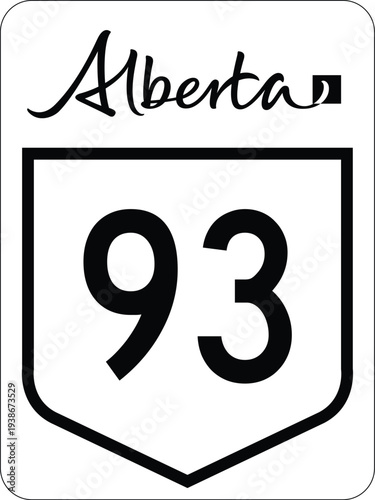 Alberta AB Canada Provincial Highway 93 Road Marker Shield and Road Sign Vector