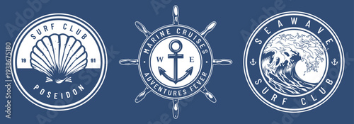 Nautical club logos on blue