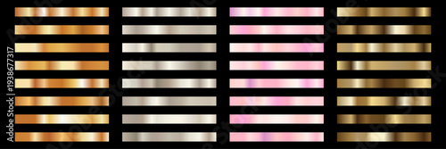 Golden gradient foil palette with metallic shine and smooth glossy surface. Premium luxury abstract background suitable for branding, packaging, banners and modern graphic layouts.