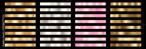 Gold metallic foil gradient palette swatch with polished glossy shine. Elegant abstract luxury background for premium branding templates, packaging design and banners.