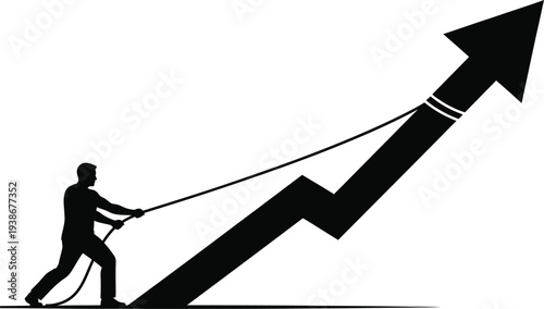 Man pulling an arrow up with a rope in a black silhouette